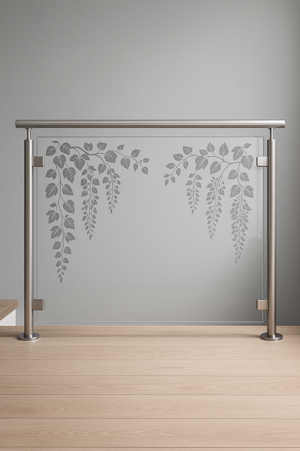 Garde-Corps en Verre Gravé fleur